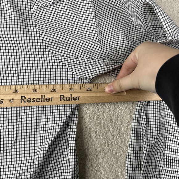 Paul Fredrick Tailored Fit Button Down Shirt Mens 15.5x35 Non Iron Gingham Black - Picture 5 of 8
